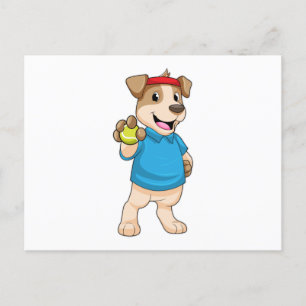 Postal Perro en el tenis con baile de tenis