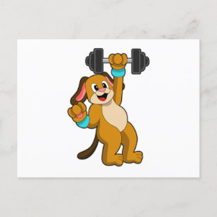 Postal Perro en entrenamiento de fuerza con Dumbbell