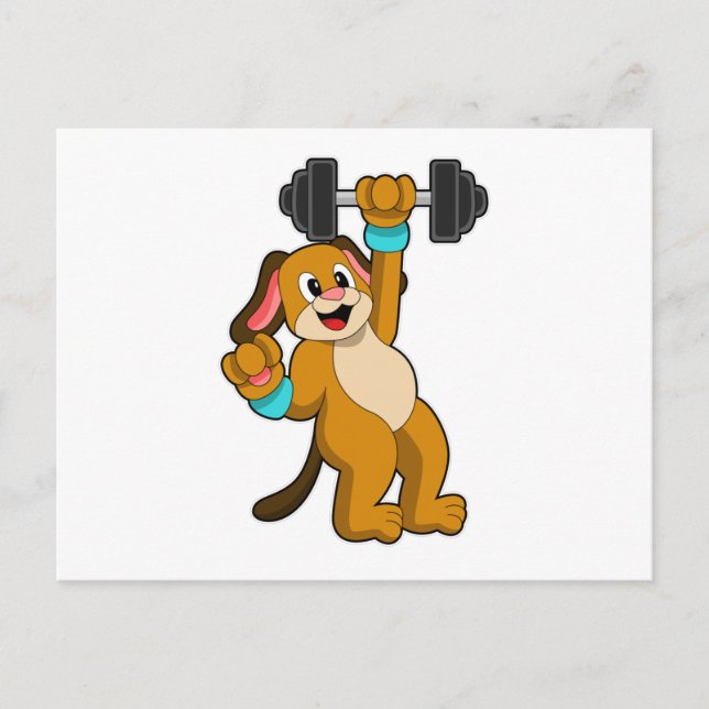 Postal Perro en entrenamiento de fuerza con Dumbbell (Anverso)
