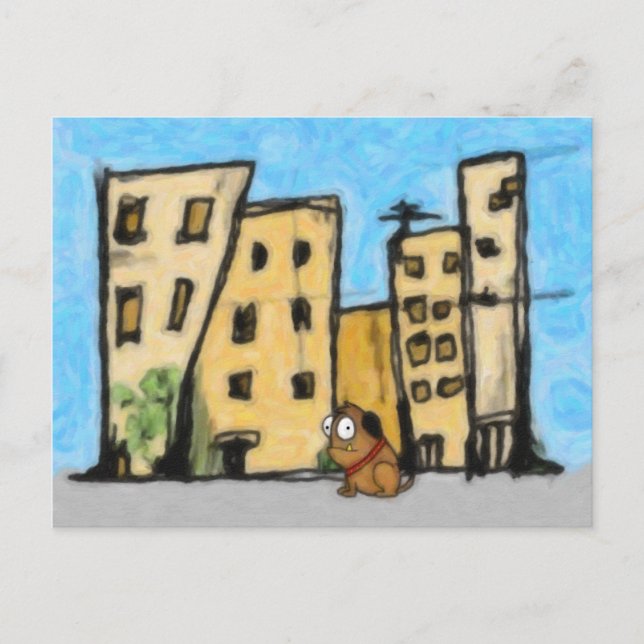 Postal Perro en la ciudad (Anverso)