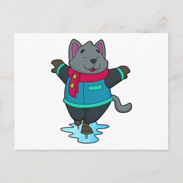 Postal Perro en patinaje sobre hielo con patines de hielo (Anverso)