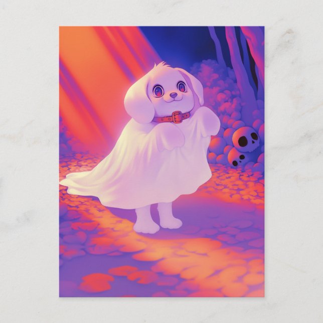 Postal Perro Fantasma Feliz (Anverso)