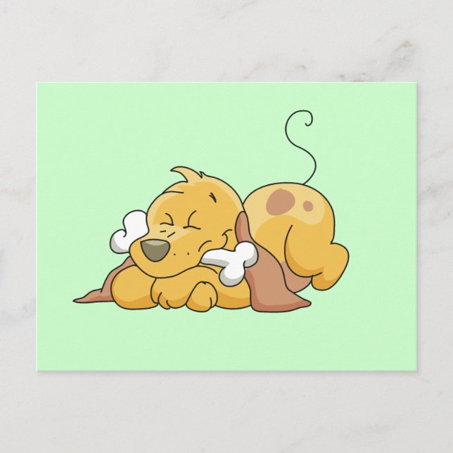 Postal Perro feliz con camisetas y regalos con huesos (Anverso)