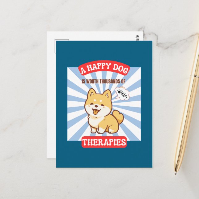 Postal Perro feliz Shiba lindo perro (Anverso/Reverso In Situ)