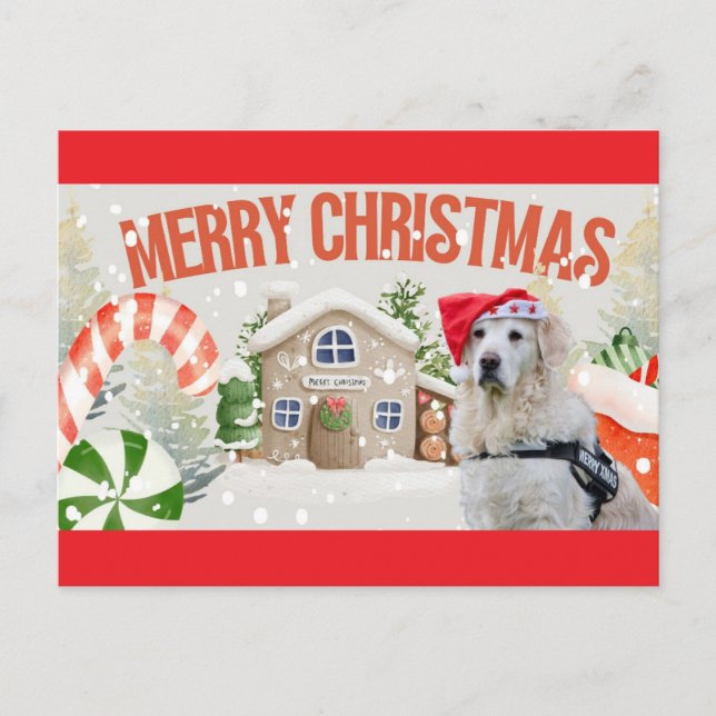 Postal Perro festivo de Navidad alegre (Anverso)