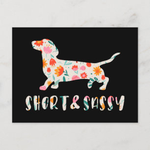 Postal Perro floral Dachshund corto y suave