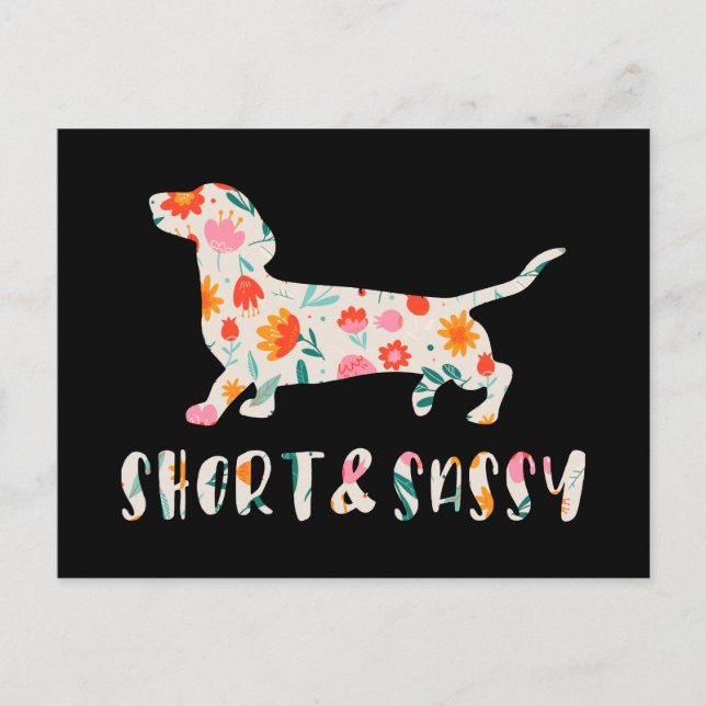 Postal Perro floral Dachshund corto y suave (Anverso)