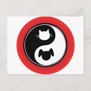 Postal Perro gato Yin Yang
