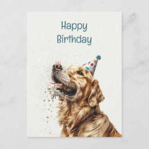 Postal Perro Golden Retriever Cumpleaños