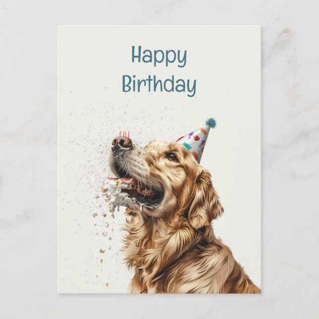 Postal Perro Golden Retriever Cumpleaños (Anverso)