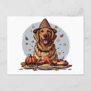 Postal Perro Golden Retriever de Acción de Gracias