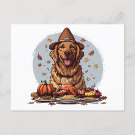 Postal Perro Golden Retriever del Día de Acción de Gracia