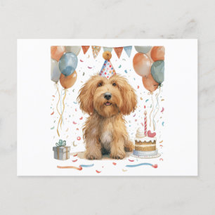 Postal Perro Goldendoodle de cumpleaños