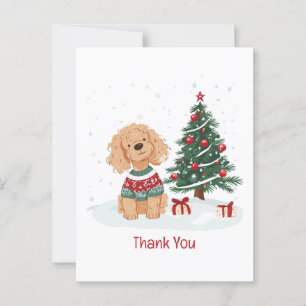 Postal Perro Goldendoodle de Navidad Gracias