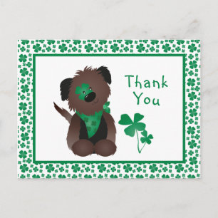 Postal Perro Gracias Shamrock Verde