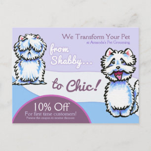 Postal Perro Groomer Shabby Chic Westie Coupon Mailer