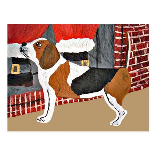 Postal Perro guardián del beagle el Nochebuena