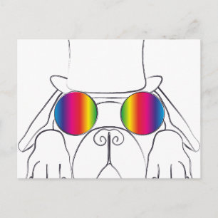 Postal Perro hippie arcoiris