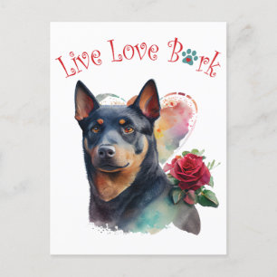 Postal Perro Kelpie Australiano Mamá Floral