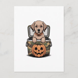 Postal Perro labrador marrón Halloween espeluznante