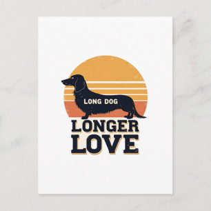 Postal Perro Largo Amor Más Largo Vintage Dachshund Atard