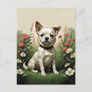 Postal perro lindo con flores