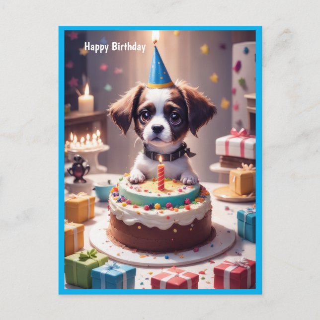 Postal Perro lindo de cumpleaños feliz (Anverso)