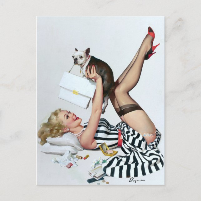 Postal Perro Lucky Pin Up (Anverso)