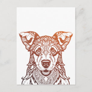 Postal Perro Mandala Ornamental, perro dibujado a mano Ma