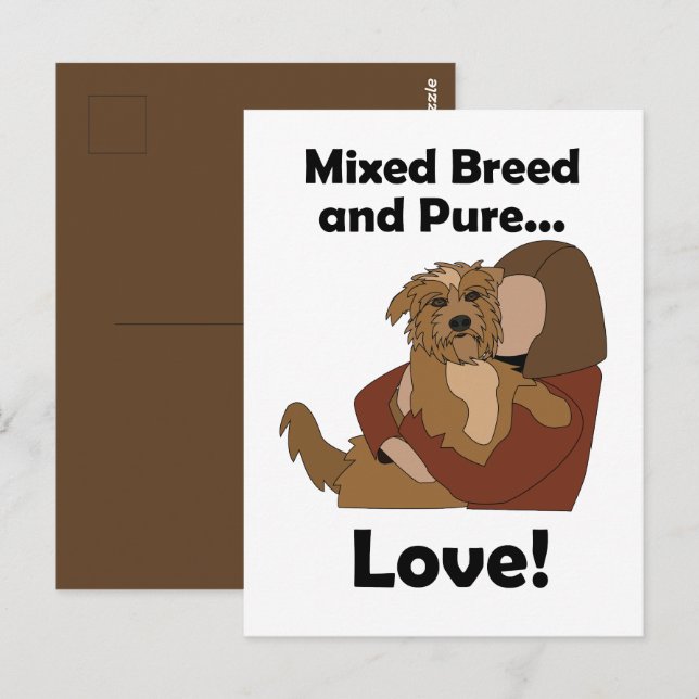 Postal Perro Mestizo Amor Puro Cumpleaños Mascota  (Anverso / Reverso)