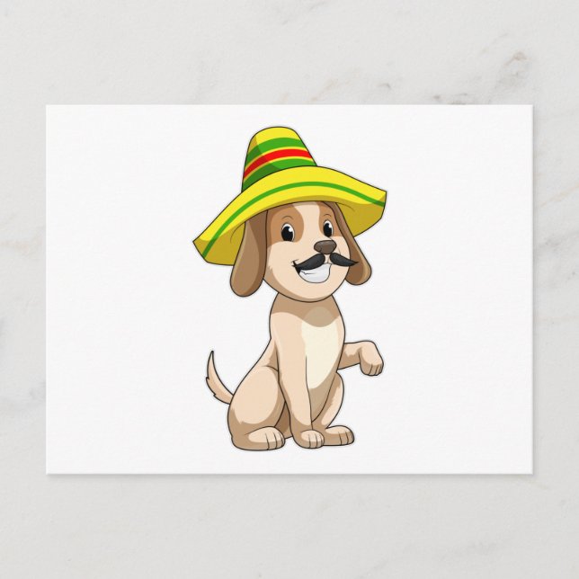 Postal Perro mexicano con gorra de paja (Anverso)