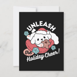 Postal Perro navidad en Sombrero Santa - festividad para