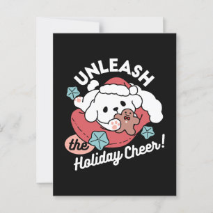Postal Perro navidad en Sombrero Santa - festividad para 