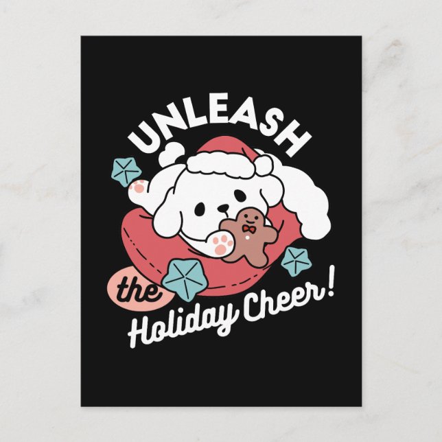 Postal Perro navidad en Sombrero Santa - festividad para  (Anverso)