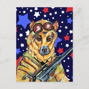 POSTAL PERRO OVEJERO ALEMÁN SOLDADO