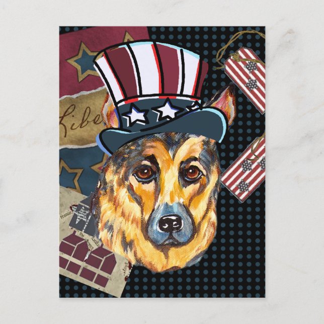 POSTAL PERRO PASTOR ALEMÁN DEL 4 DE JULIO (Anverso)