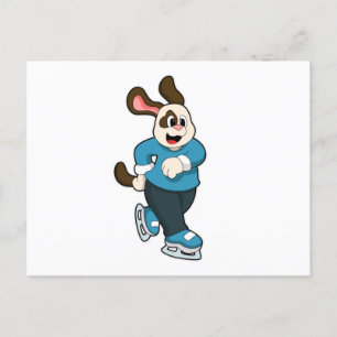 Postal Perro patinando sobre hielo con patines de hielo