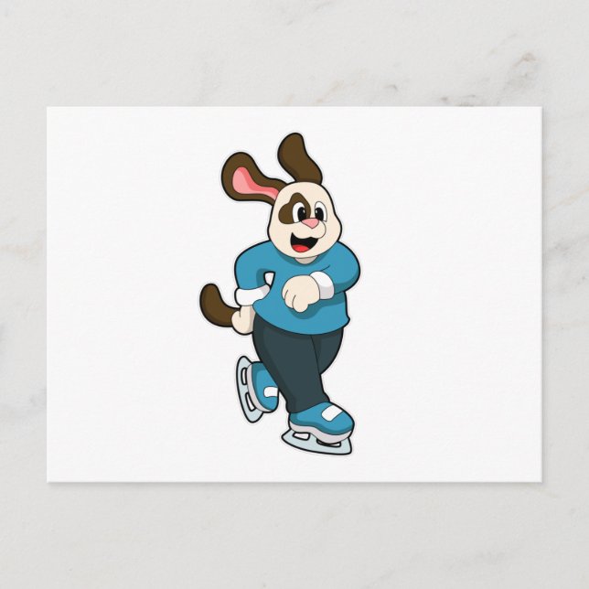 Postal Perro patinando sobre hielo con patines de hielo (Anverso)