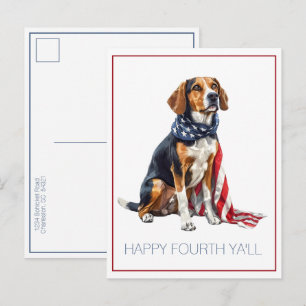 Postal Perro Patriótico Personalizado del 4 de Julio