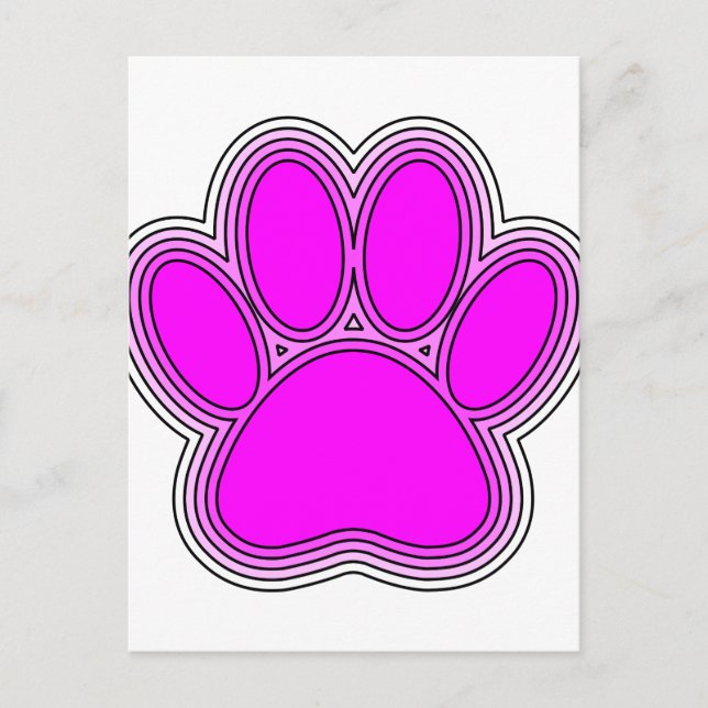 Postal Perro Paw En Rosa Con Salidas (Anverso)