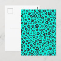 Perro Paws Black and White Polka Dot en cian vivo