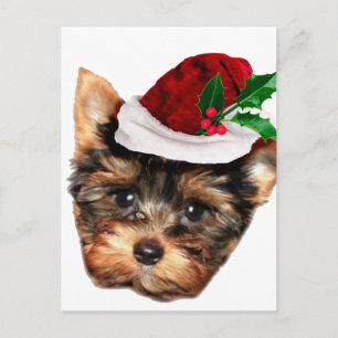 Postal Perro perrito de Chrismtas Yorkshire Terrier