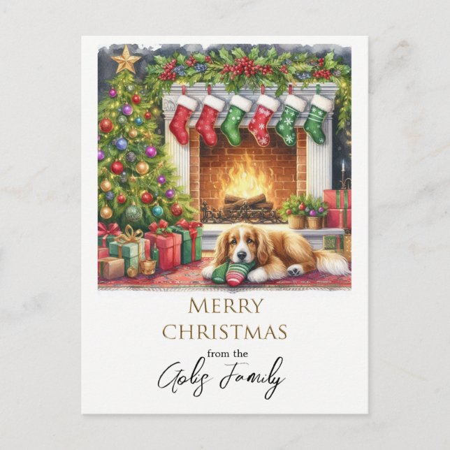 Postal Perro Personalizado de Vacaciones de Navidad (Anverso)