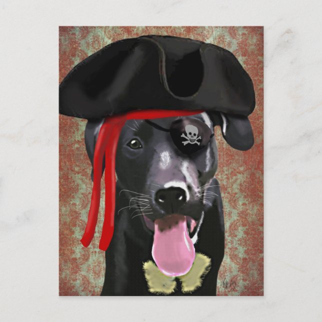 Postal Perro pirata del labrador negro (Anverso)