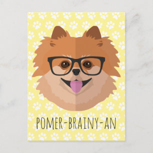 Postal Perro Pomerano En Lentes Nerviosas   POMER-BRAINY-