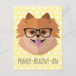 Postal Perro Pomerano En Lentes Nerviosas | POMER-BRAINY-