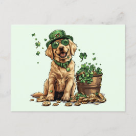 Postal Perro recuperador del día de San Patricio