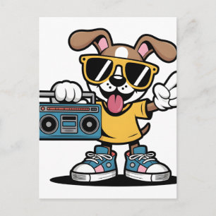 Postal Perro Retro Hip Hop: Cool Cartoon Puppy 