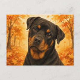 Postal Perro Rottweiler Otoño Bosque