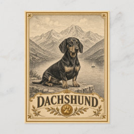 Postal Perro salchicha, perro vintage de herencia